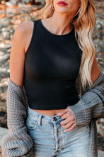 Load image into Gallery viewer, Black Seamless Sleeveless Rib Knit Crop Top