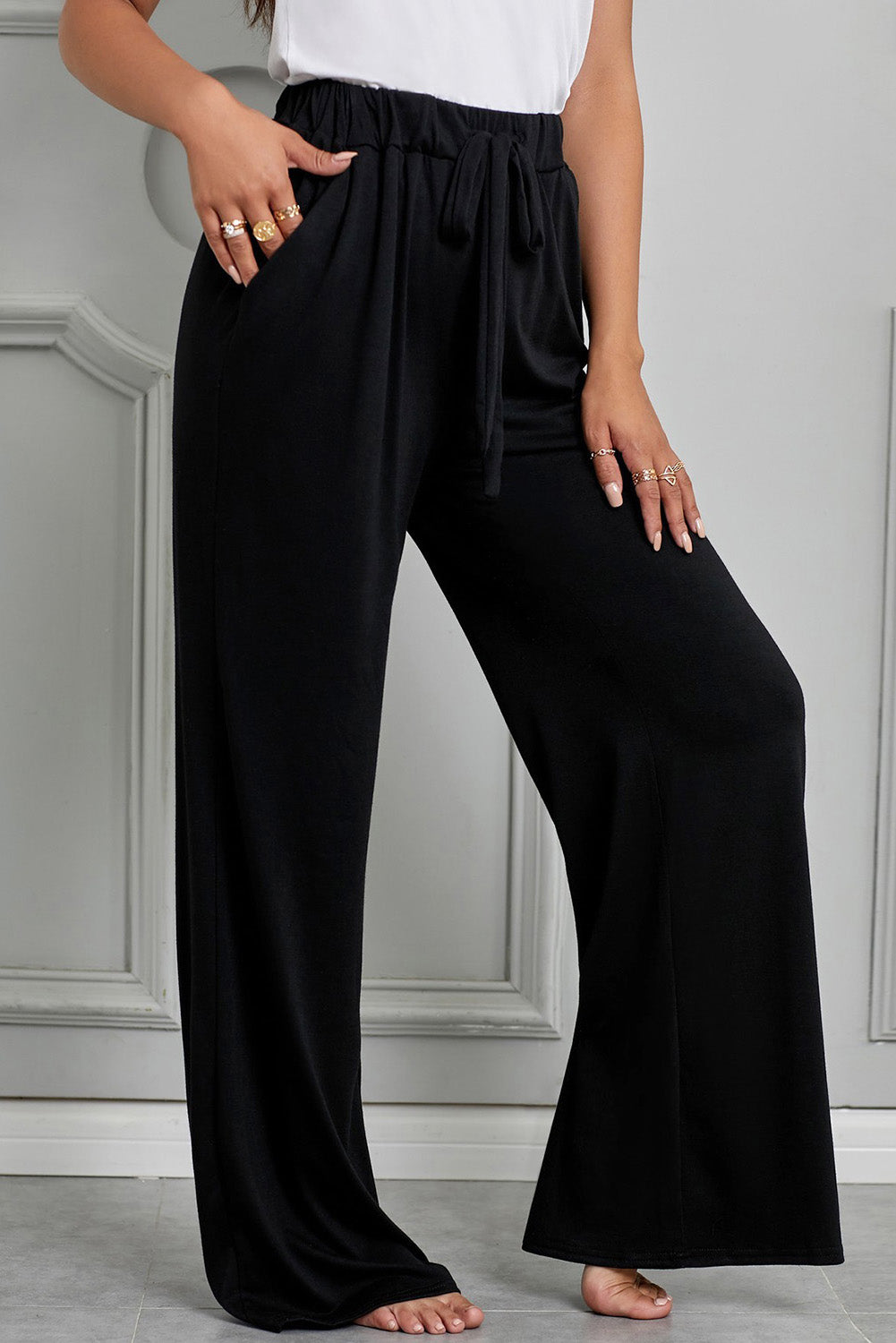 Black Drawstring Lounge Pants