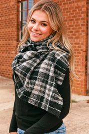 Black Winter Thick Large Plaid Scarf