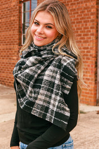 Black Winter Thick Large Plaid Scarf