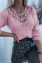 Load image into Gallery viewer, Pink Lace Splicing Knitted Sweater