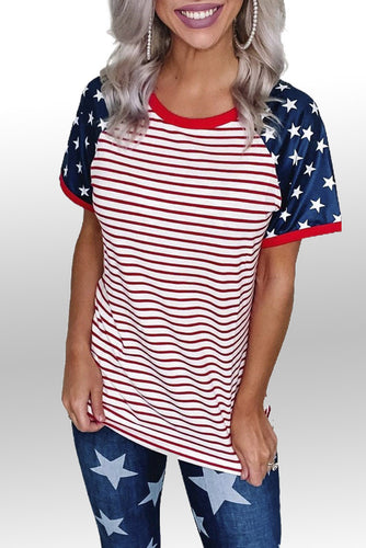 Stars and Stripes Flag Pattern T-shirt