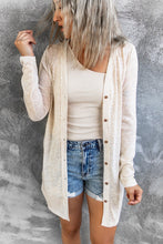 Load image into Gallery viewer, Beige Solid Color Open-Front Buttons Cardigan
