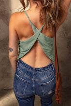 Load image into Gallery viewer, Green Cowl Neck Crisscross Back Tank Top
