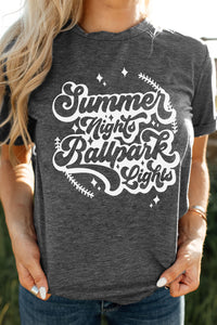 Gray Summer Nights and Ballpark Lights Graphic T Shirt