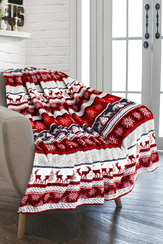 Red Christmas Fleece Throw Blanket 130*150