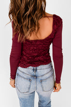Load image into Gallery viewer, Lace Contrast Deep V Neck Slim Top