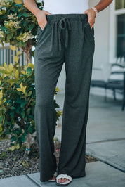 Green Women's Loose Wide Leg Drawstring Comfy Lounge Pants