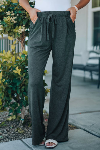 Green Women's Loose Wide Leg Drawstring Comfy Lounge Pants
