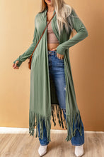 Load image into Gallery viewer, Green Fringe Knit Duster Cardigan
