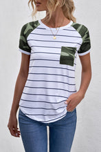 Load image into Gallery viewer, Green Striped Camo Pocketed Patch Tee