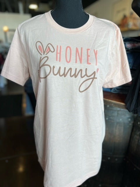 Soft Pink Hunny Bunny Easter Graphic Tee