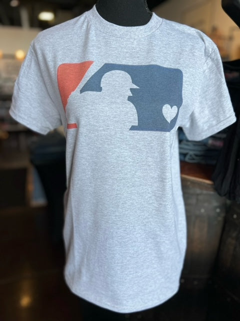 Grey Love Baseball Graphic Tee