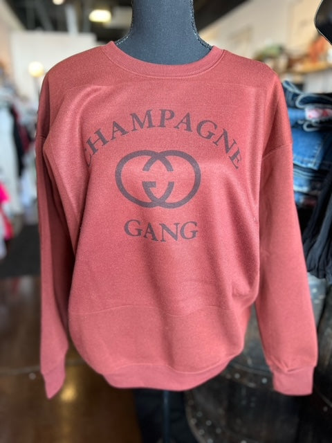 Butter Soft Maroon Champagne Gang Crew Neck